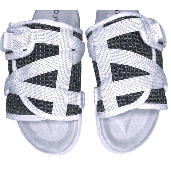 New DRACO Reflective Black/White  Men's Slides Sandals Sz 11-12 w/ Dust Bag - Picture 2 of 7